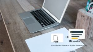 Vom PDF zur Angebots-Microsite auf einem Laptop